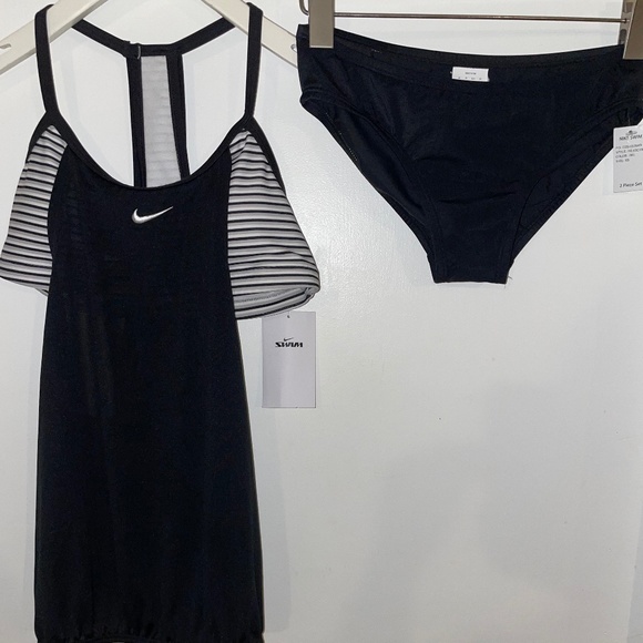 Nike Women's Drape Layered Tankini Swimsuit Top and Bikini 2 Piece Set XS - Picture 3 of 7